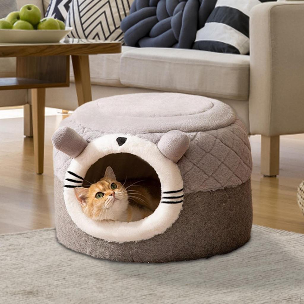 Katzenhaus Innen Geschlossenes Zelt Hütte Schlafnest Anti Slip Bottom für Winter Vielseitig Mongolisch