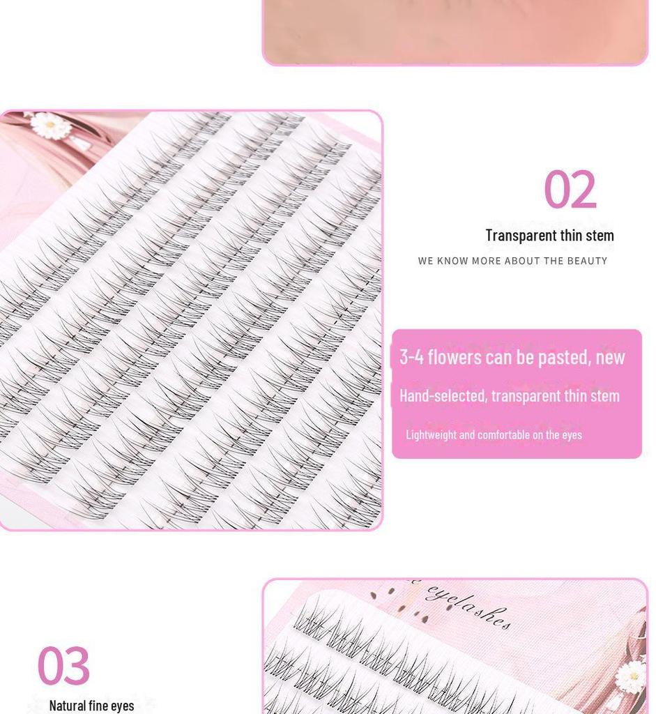 Super Soft Curved Natural False Eyelashes - Model 8910mm Short Straight Single Cluster