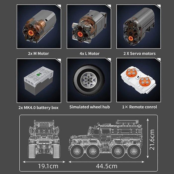 Jeu de Construction - BAZARLAND30 - Avtoros Shaman 8x8 - 2500 Pièces - Télécommandé - Extérieur