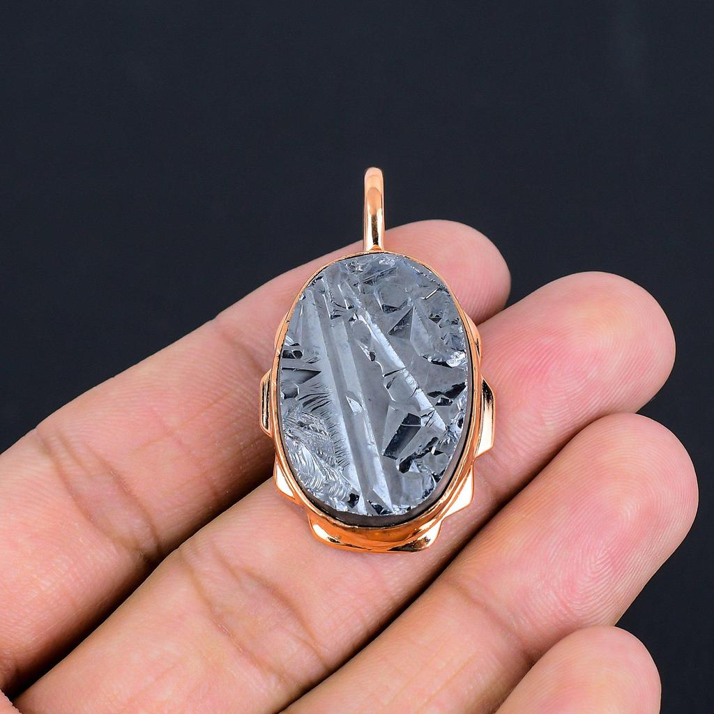 Rough Shungite Gemstone Handmade Gorgeous Copper Jewelry Pendant For Women
