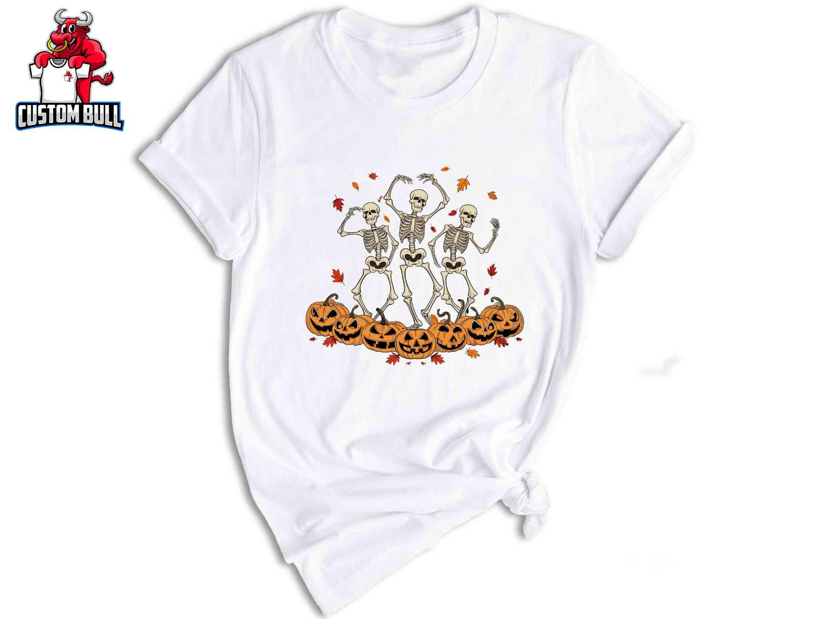 Dancing Skeleton Shirt, Pumpkin Shirt, Pumpkin Skeleton Shirt, Fall Shirt S