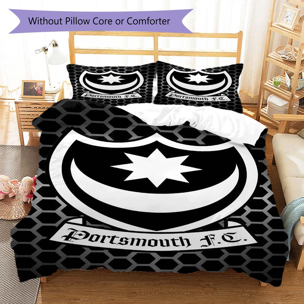 Set Copripiumino Trapuntato con Logo Portsmouth Federa Decorazione per la Casa Regalo di Compleanno (1 * copripiumino + 2 * federa, senza nucleo)