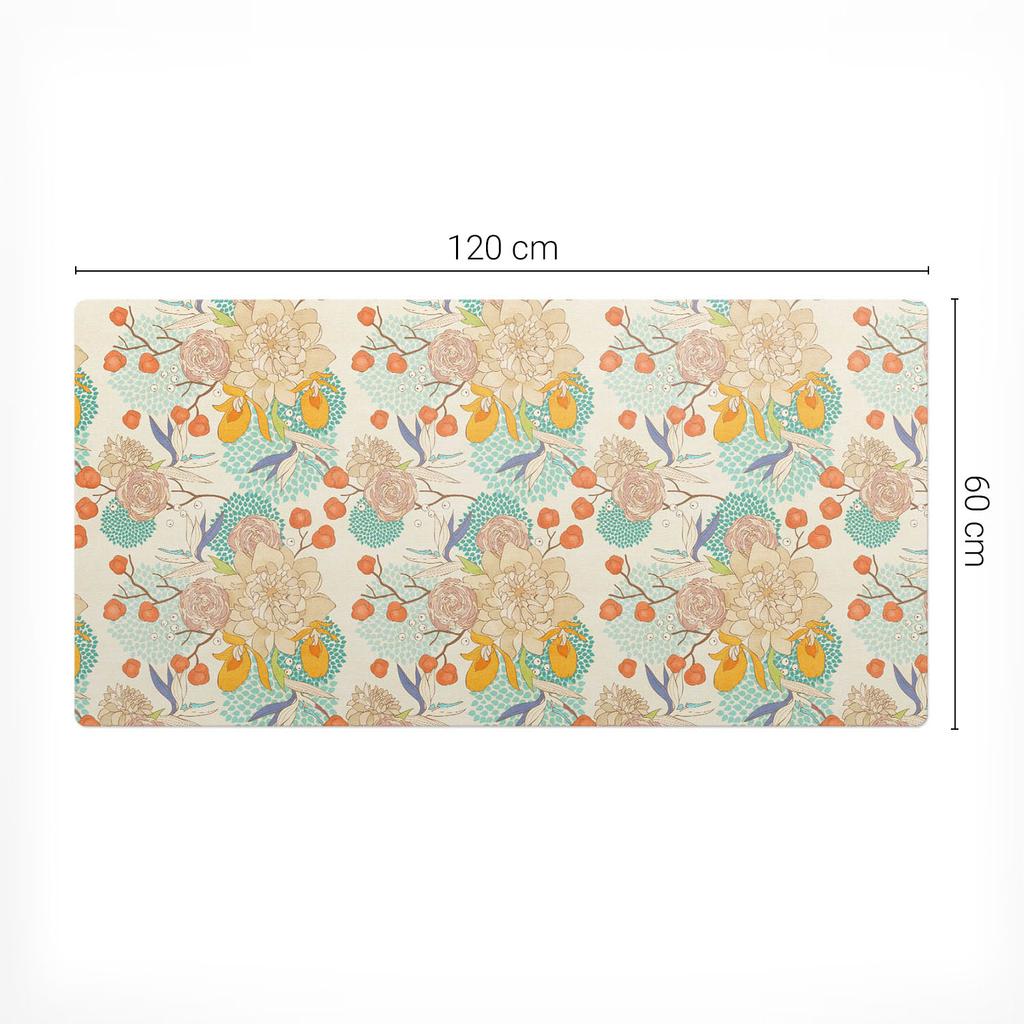 Protective Desk Pad with Retro Floral Print 120x60 cm
