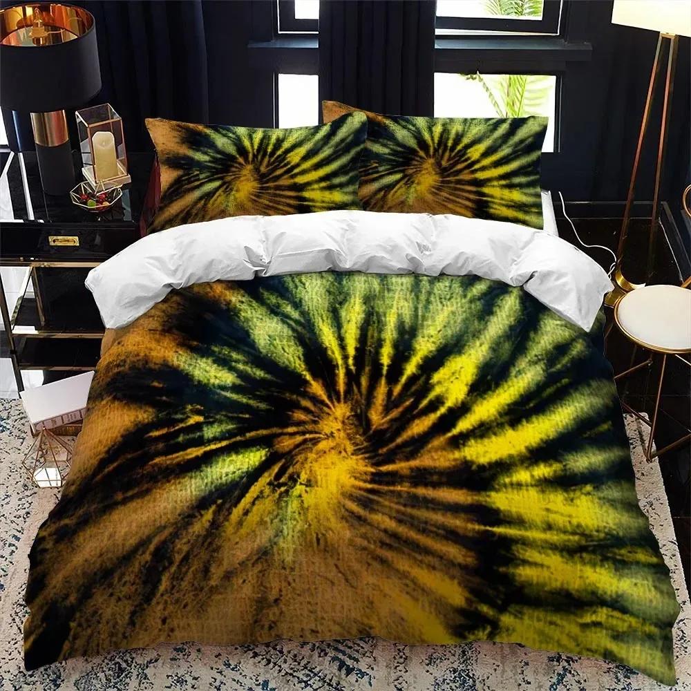 Color Tie Dyeing Double Bed Soft with Soft Fabric Duvet Cover Set Quen Calico Twin Sized Dimensions Warm Comforter Beding Set Single Complete Set