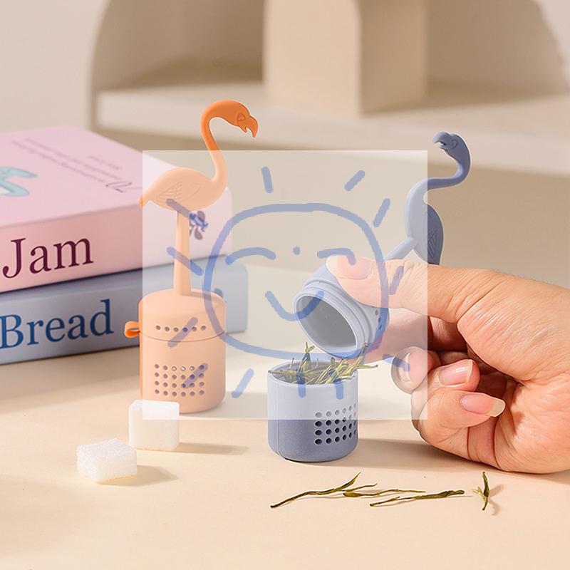 1 Stück Flamingo-förmiger Silikon-Teezubereiter, Teesieb, Kaffeefilter, Multifunktionaler Kaffee-Gewürzfilter