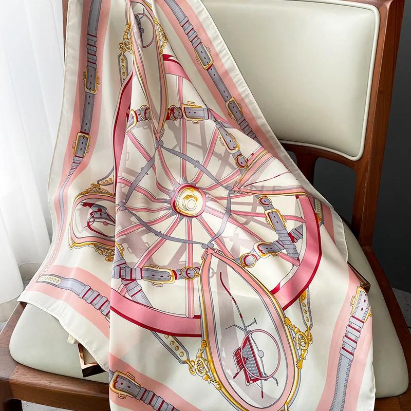 Fashion Silk Satin Hijab Scarf For Women Printed Kerchief Hair Scarfs Female Square Shawl Wraps Neck Scarfs For Ladies
