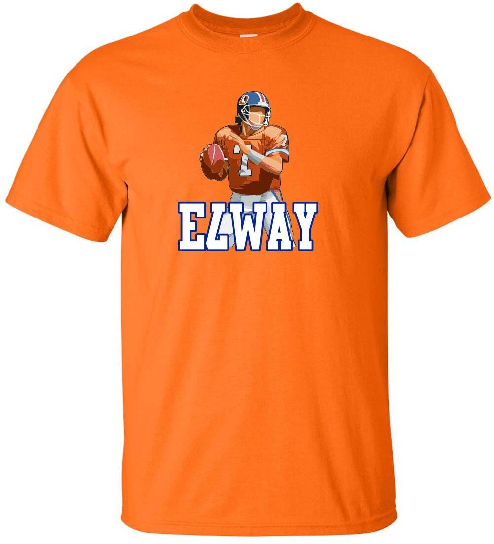 John Elway Denver Broncos Pic Long Short Sleeve T-Shirt XXL