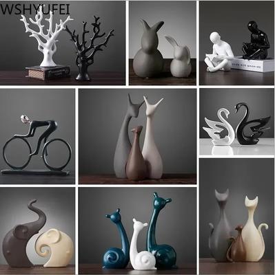 1szt Ceramiczny wazon ze zwierzętami, jak łabędź, jeleń, ozdoba regału, rzemiosło, dom, salon, biuro, figurka, dekoracja pulpitu