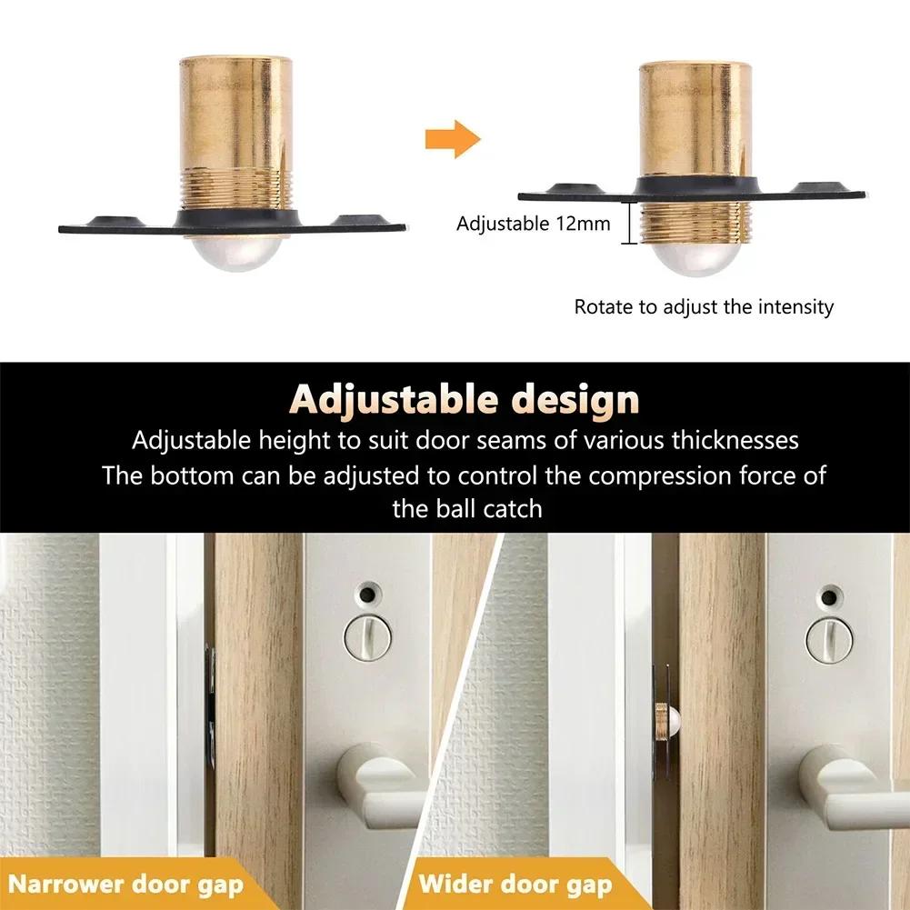 Door Latch With Screws Set Spring Catch Lock Brass Steel Adjustable Roller Ball  For Swinging Doors Closet Doors French Doors