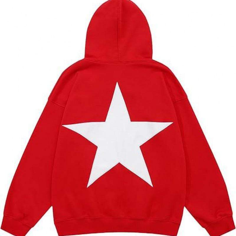 Damen Oversized Kapuzenpullover mit Sternenprint Lockerer Schnitt Streetwear Langarm Pullover Warmes Fleece Top