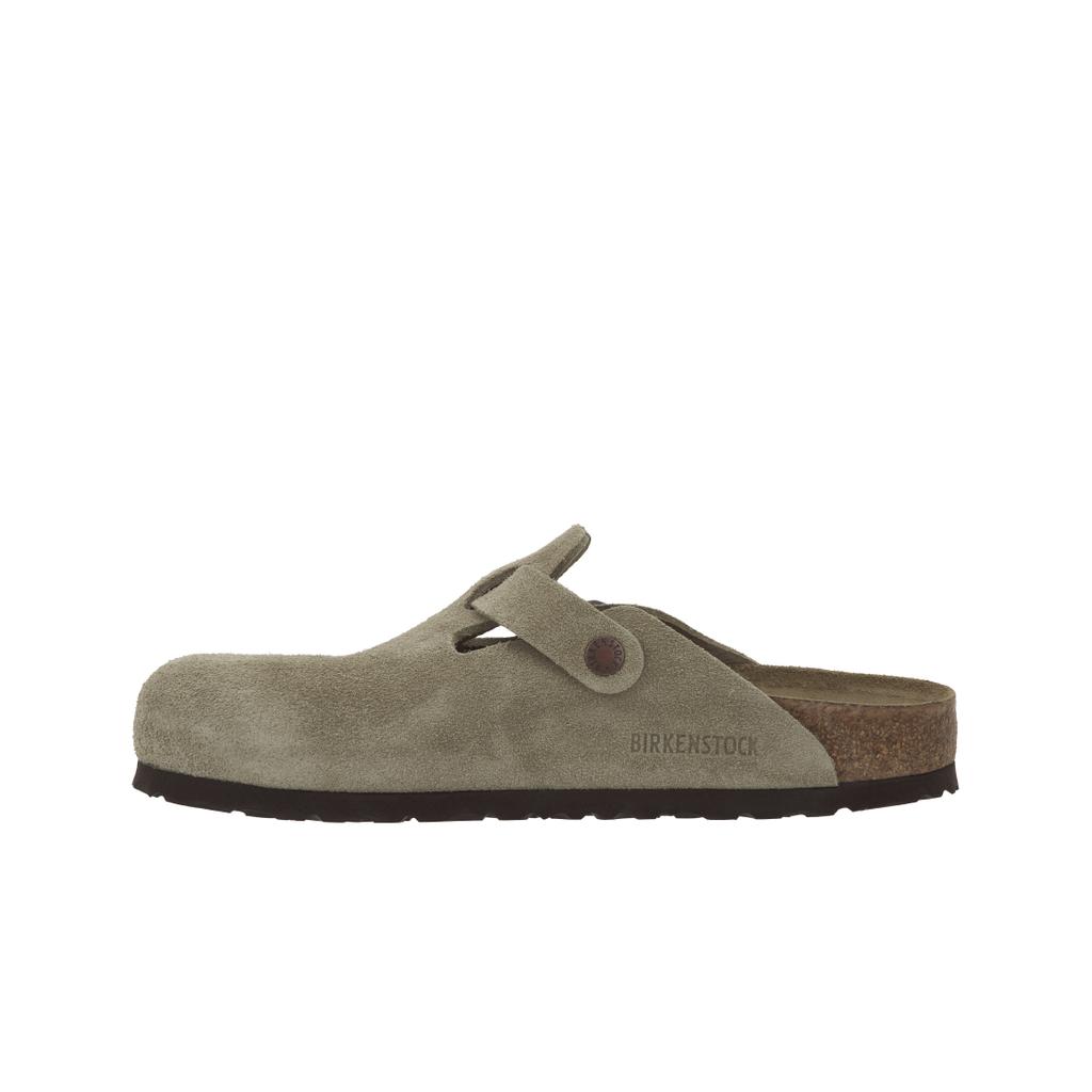 Birkenstock Boston Soft Footbed Suede Narrow Fit Taupe Unisex Sneakers Tan 0560773