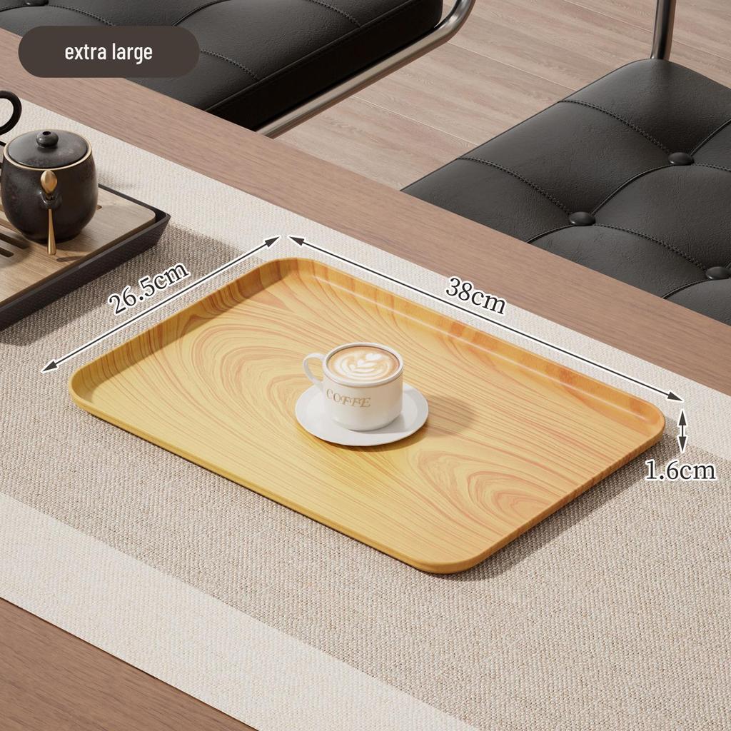 Imitation Wood Grain Rectangular Tea Tray for Water Cups and Dessert Plates
