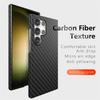 For Samsung S25 S24 Ultra S23 Plus S22 Shockproof Carbon Fiber Shockproof PC Hard Slim Cover