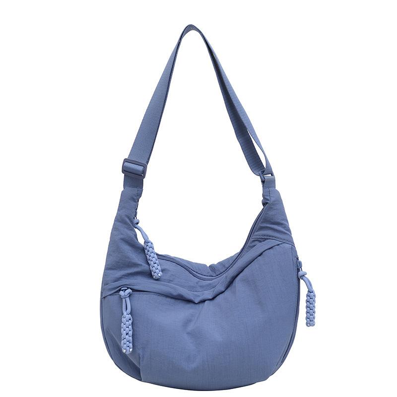 2025 Summer New Versatile Shoulder Bag Travel Messenger Bag Washed Cloth Nylon Retro Casual Lightweight Dumpling Bag