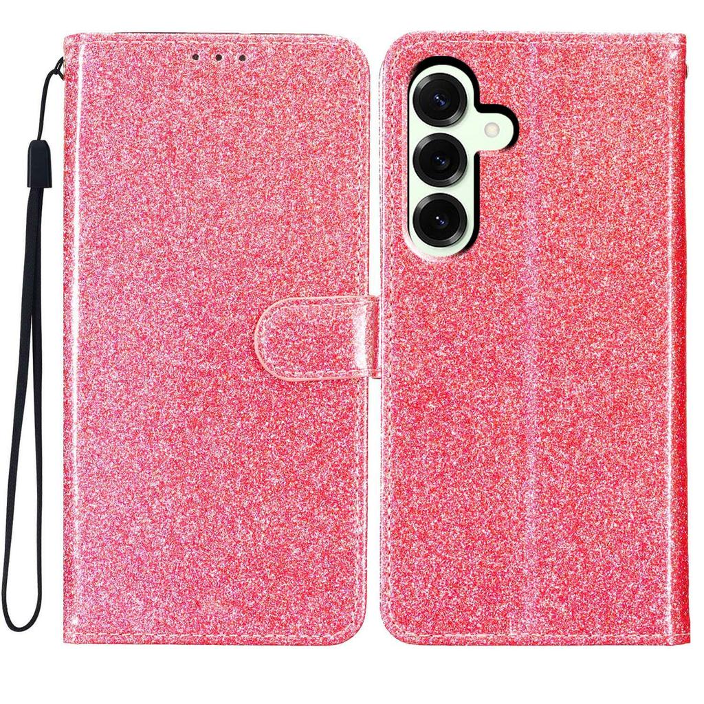 For Samsung Galaxy A17 Wallet Case Glitter Anti-Scratch Leather Stand Phone Cover with Strap