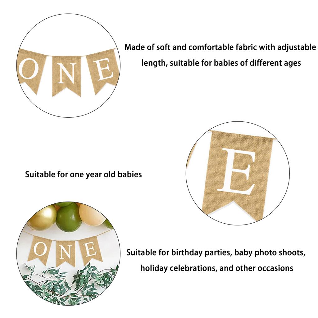 Soft Linen Swallowtail Banners Jewelry Babies 1 Year Birthday Party Decorations Stylish Festive Celebration Accessory