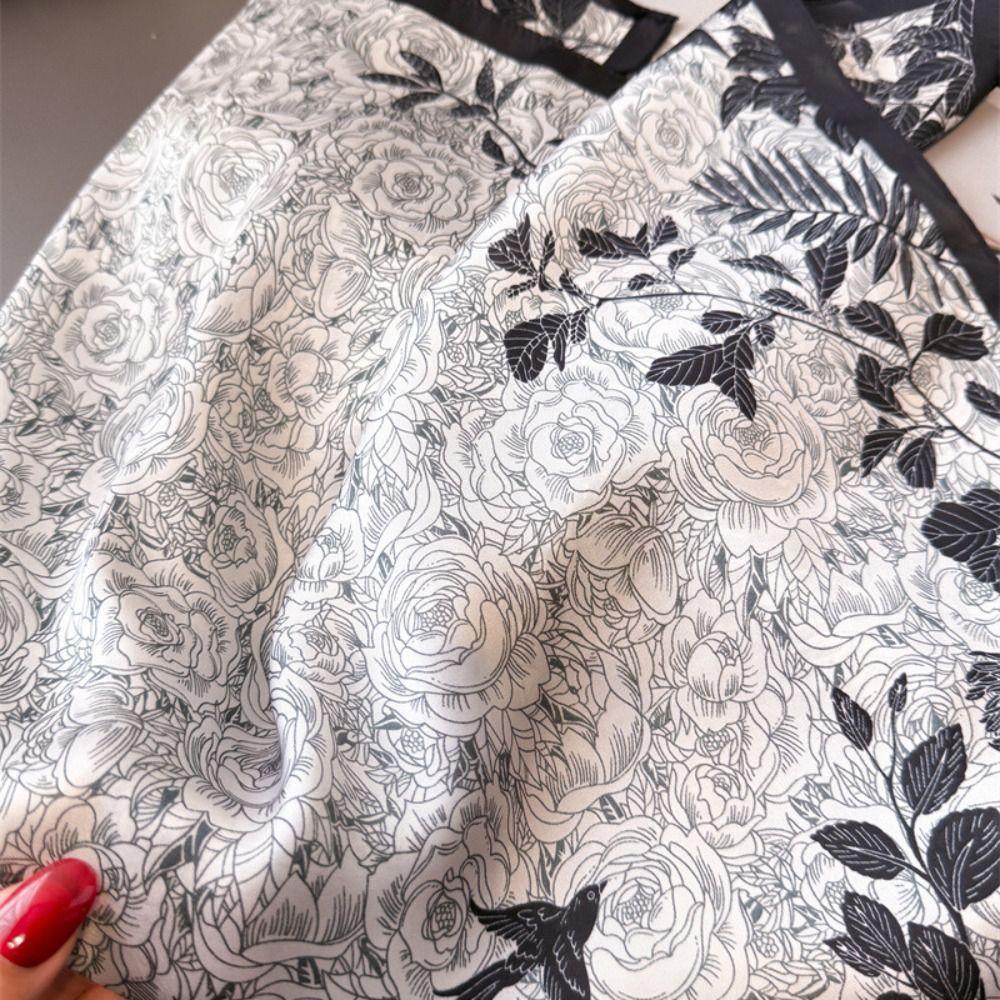 Elegant Thin Printed Square Scarf Flower Printed Silk Scarves Women Head Scarf Summer Accessories