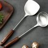 Stainless Steel Spatula Wood Handle Kitchen Stir Fry Spoon New Cooking Spatula  Kitchen Tools