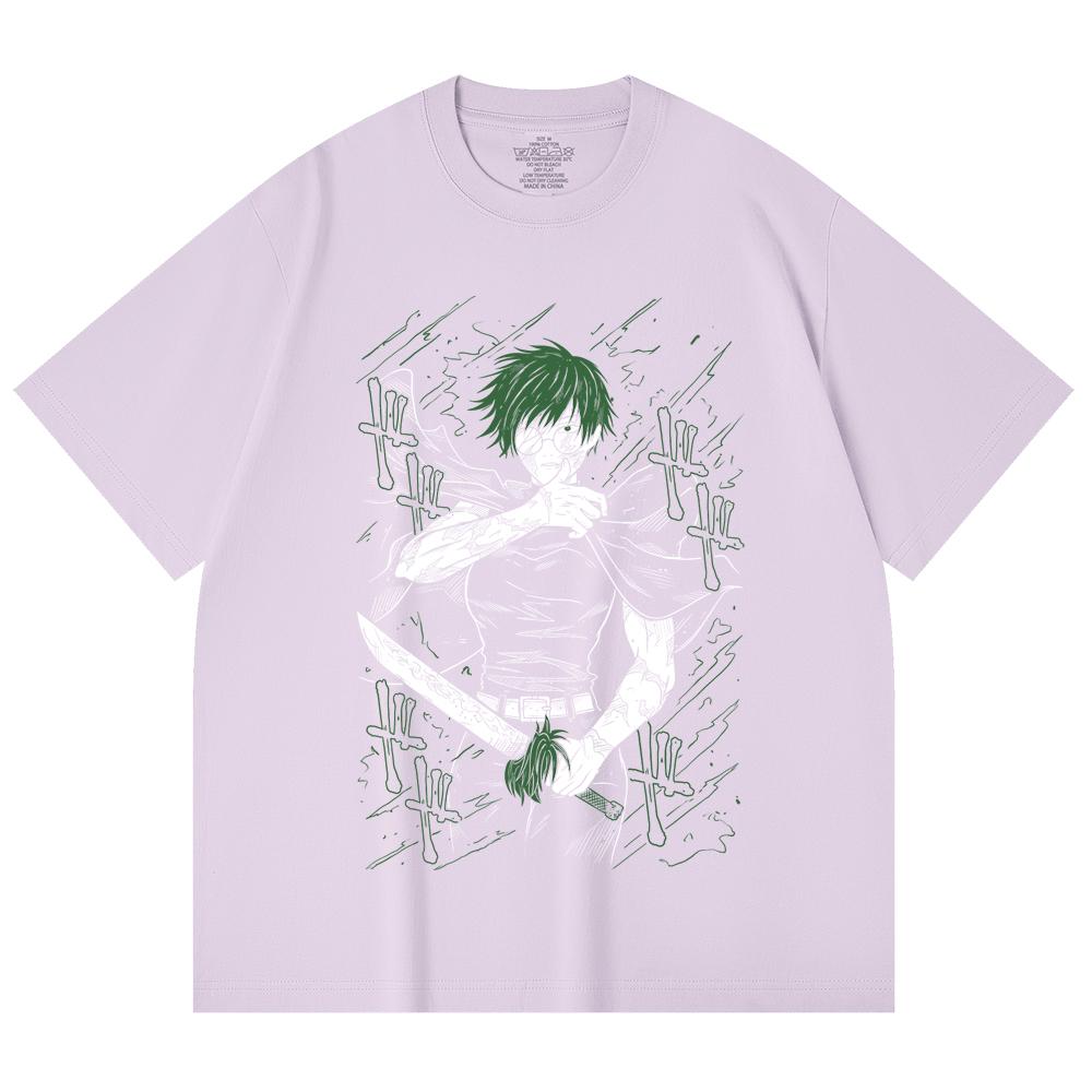 230 Gsm 100% Cotton Jujutsu Kaisen V10 Maki Print Unisex Heavy Cotton T Shirt