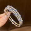 High-End Luxury Zircon Open Bangle: Exquisite Round Bracelet for a Stylish, Versatile Look