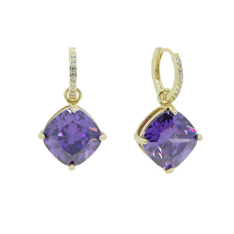 New Fashion 5A Cubic Zirconia Sparking Colorful Rainbow Cubic Zirconia Drop Hoop Earring Women Jewelry