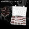 570pcs 30 Sizes Copper Washers Flat Ring Set Kit with Plastic Box