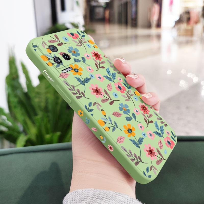 

Leaf Falling Flowers Phone Case For Xiaomi Poco F8 F7 X7 M6 X6 F6 M5S F5 X5 M5 F4 X4 M4 F3 M3 Pro 4G 5G GT Liquid Silica Cover Poco F4 світло-зелений колір
