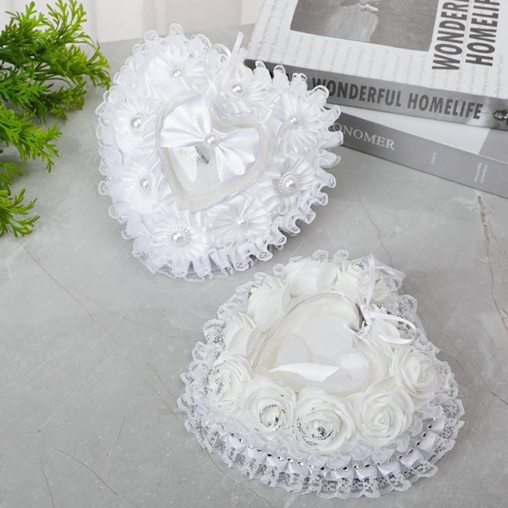 Flower Decorated Heart Shaped Ring Box Luxury Wedding Ring Box Ring Bearer Box  Proposal Event