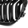 BMW Serie 3 E90 / E91 09-13 BERLINA / STATION WAGON griglie tra i fari (reni) set sinistra + destra DOPPIA BARRA NERA LUCIDA