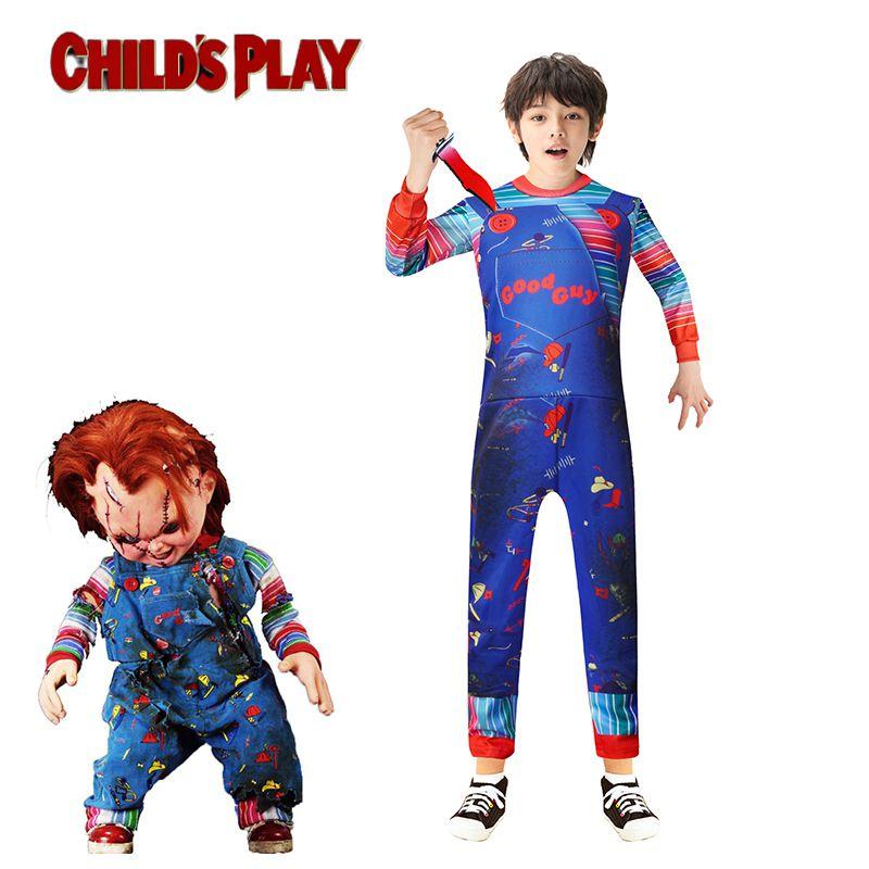 

Детская игра Детский Чаки Косплей Костюм Ужасов Комбинезон Костюм Хэллоуин Подарок 120