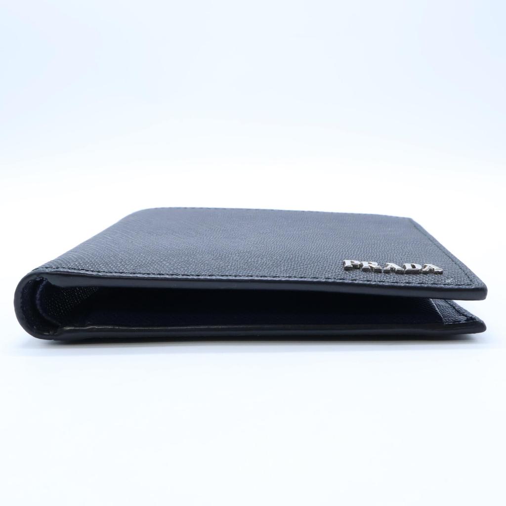 PRADA 2M0738 Saffiano Martic Leather Bifold Wallet with Coin Pocket blackUsed