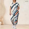 Women Plus Size Patriotic Eagle And Stripe Print Scrub Set Short Sleeve V Neck Top And Wide Long Pants Medical Uniform