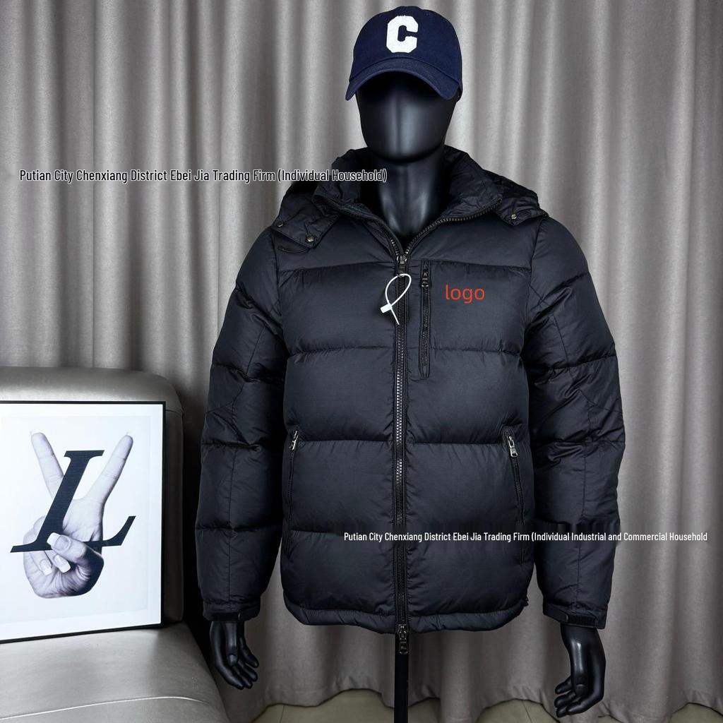 Klasická Unisex péřová bunda Polo s výšivkou a odnímatelnou kapucí