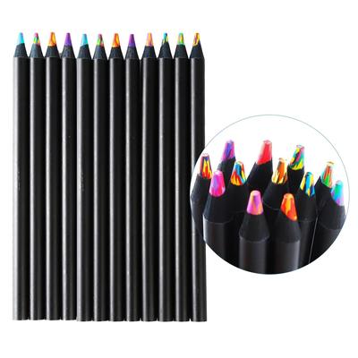 Conjunto de lápis de cor 8 peças 7 em 1 lápis arco-íris para crianças presentes lápis de madeira multicoloridos para desenho material escolar