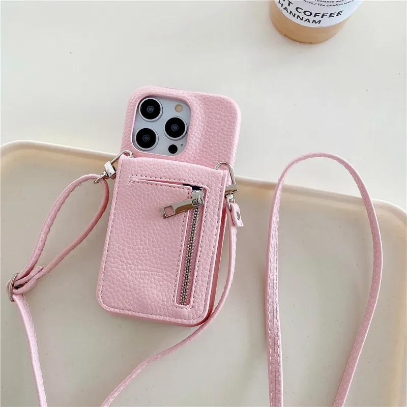 Crossbody Lanyard Phone Case for IPhone 13 12 Mini 15 14 11 Pro Max XS XR 8 7 Plus Wallet with Card Holder Leather Cover