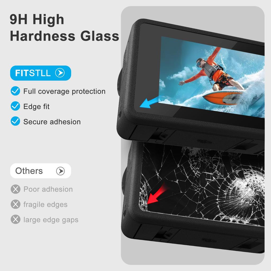 FitStill Tempered Glass Film Set for DJI Osmo Action 5 3 Screen Protectors 3 Protectors 3 Lens Protectors 1 Silicone Lens 9H and Pro + Sub-Screen + +