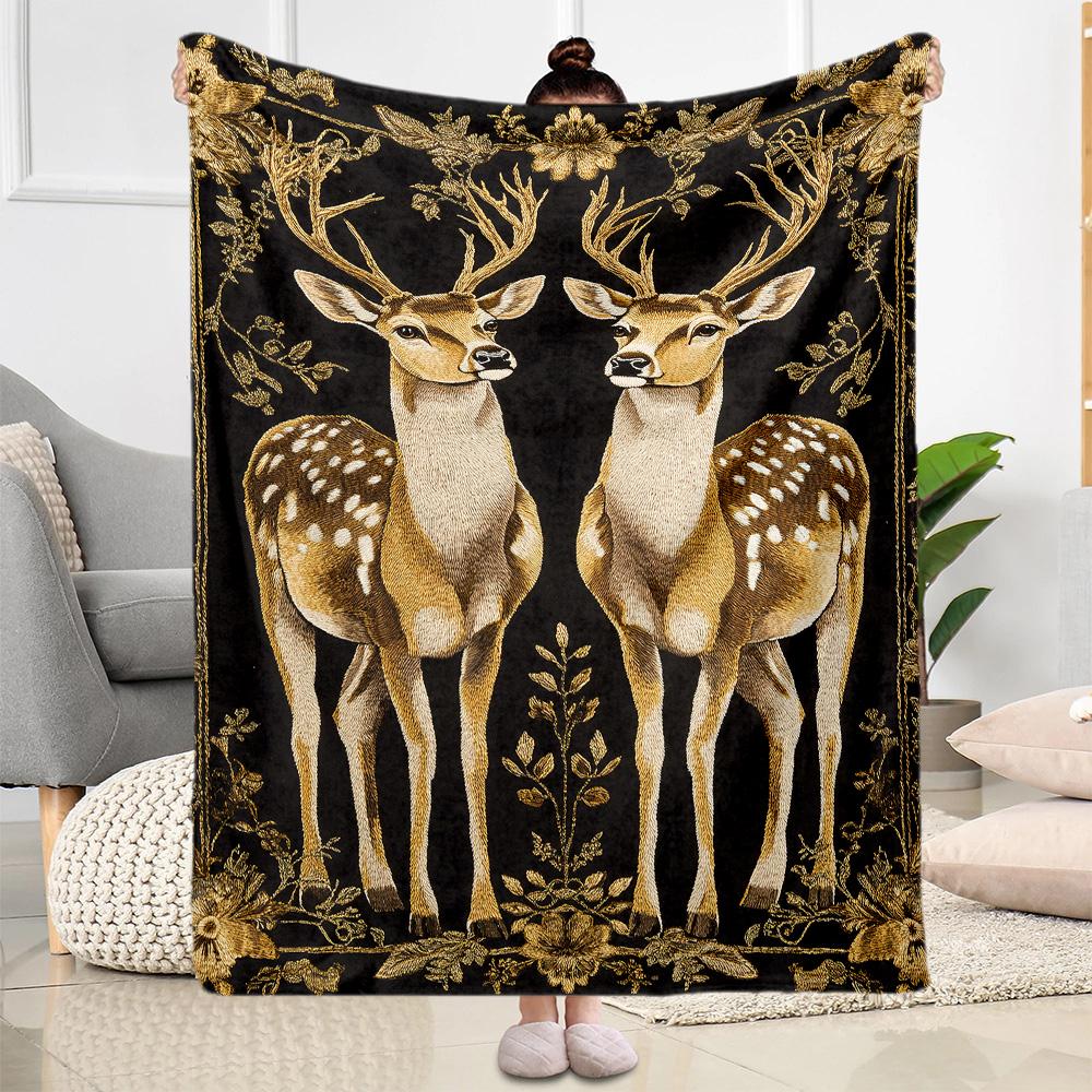 Deer Blanket Durable Comfort Great for Bedding Office Chair Bed for All Seasons Playful Design Suitable for Gifting Relatives and Friends