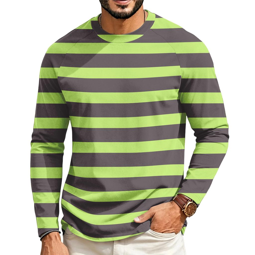 T-shirt casual da uomo a maniche lunghe raglan con girocollo per l'uso quotidiano