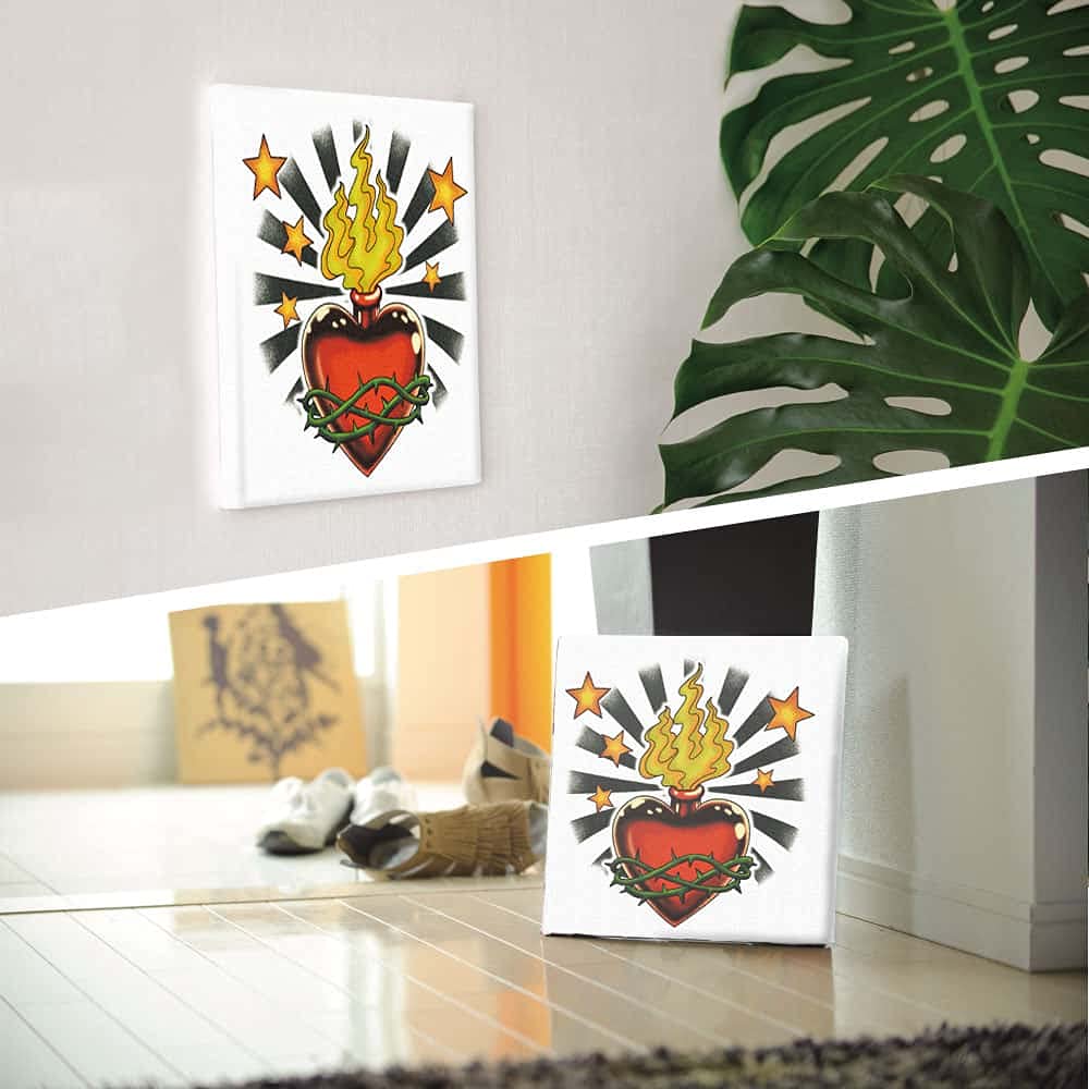 Lib Art Panel 100cm Heart Star Design Canvas Fabric Wooden Frame Stylish Modern Interior Decor