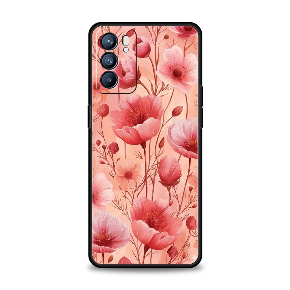 Abstract Plants Flower Phone Case For Oppo A17 A31 A54 A57 A78 A79 A98 Find X5 X6 Reno 6 7 8 10 11 12 13 F Pro 5G Soft TPU Cover