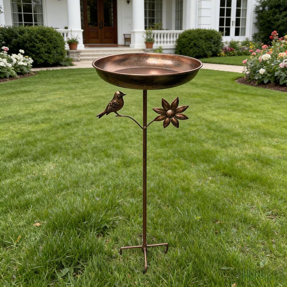 

Retro Iron Garden Birdbath Anti-leakage Standing Bird Basin Hummingbird Feeder Balcony Style A