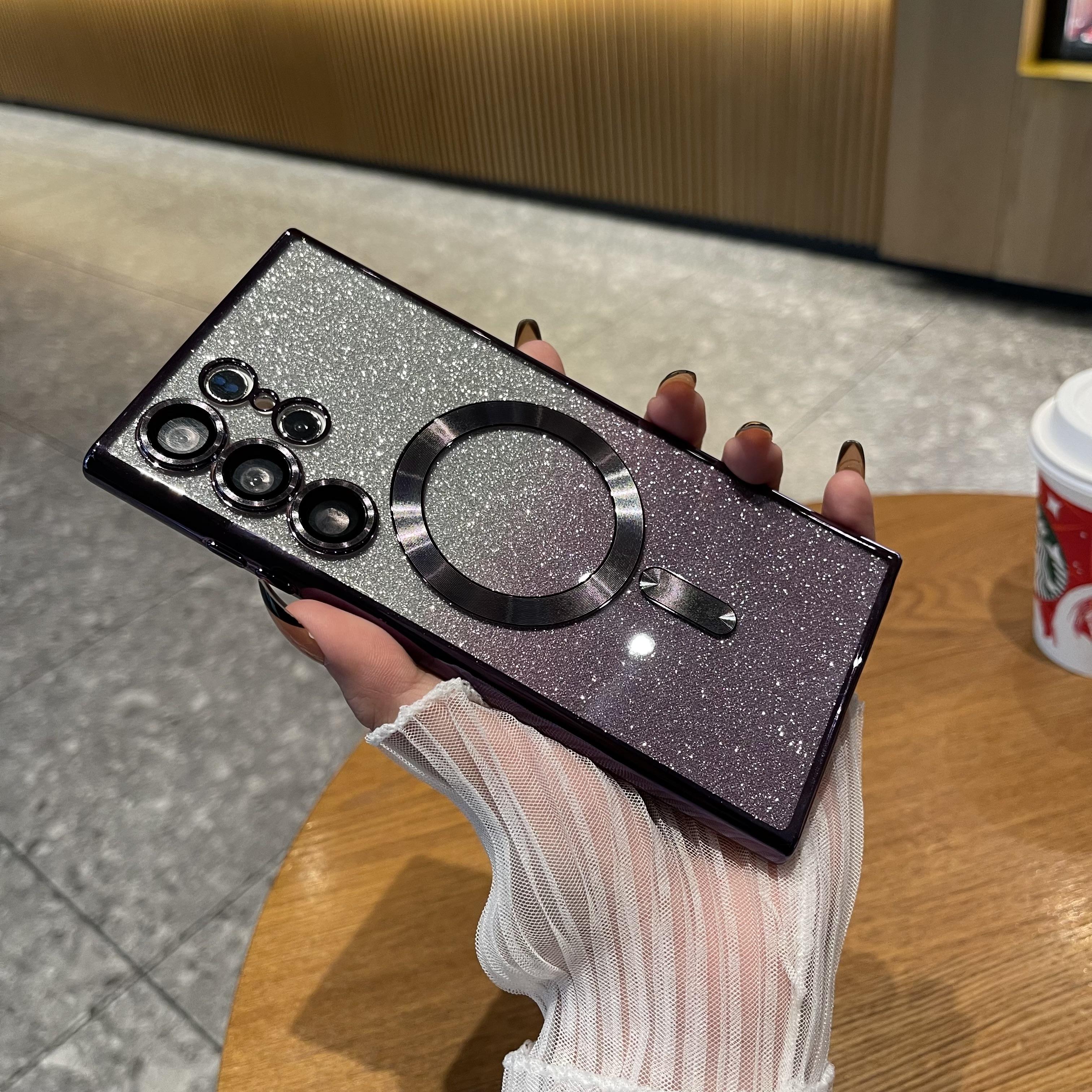 

Роскошный блестящий чехол с беспроводной зарядкой для Samsung Galaxy S24 S23 S22 S21 Ultra Plus, магнитный чехол MagSafe Allround, чехол для камеры, чехол For Galaxy S24