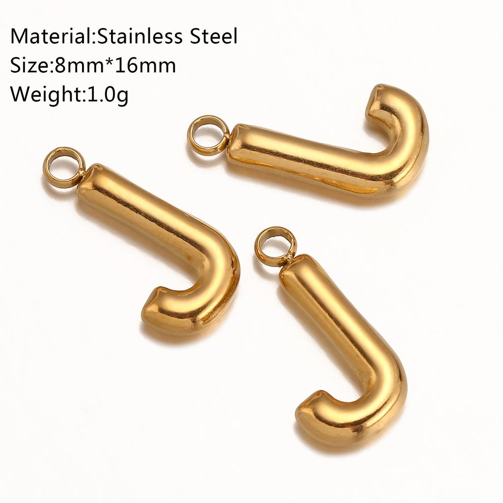 3Pcs Initial Charms 3D Stainless Steel English Letter Pendant 18K Gold Color PVD Plated Bubble Alphabet Charm DIY Jewelry Making
