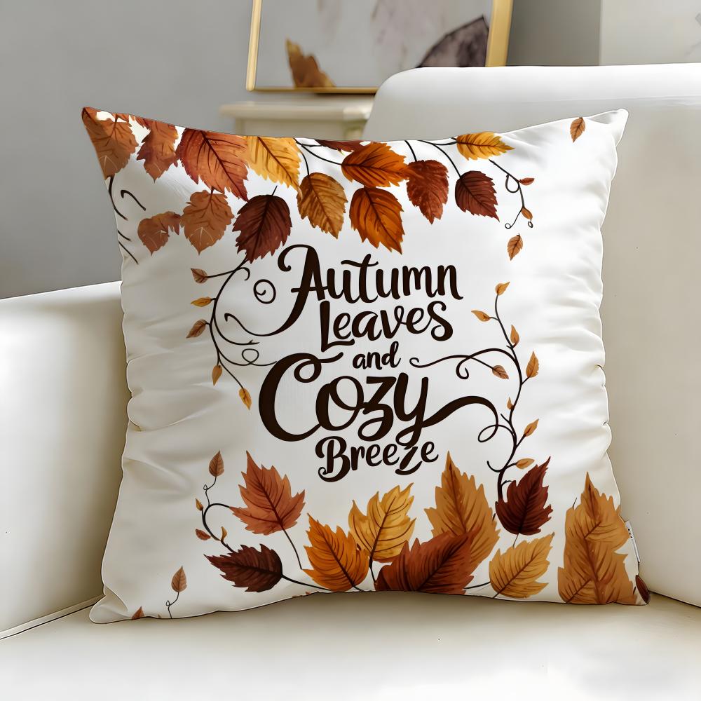 Pattern Maple Leaf Vintage Print Cushion Cover Soft  EasyWash Pillow Case  Versatile for Couch Bed Travel and Office