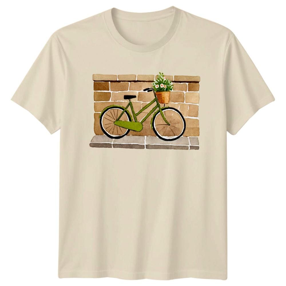 Watercolor Bicycle Flowers Rustic Cycling Lifestyle Unisex TShirt Unisex Unisex Top
