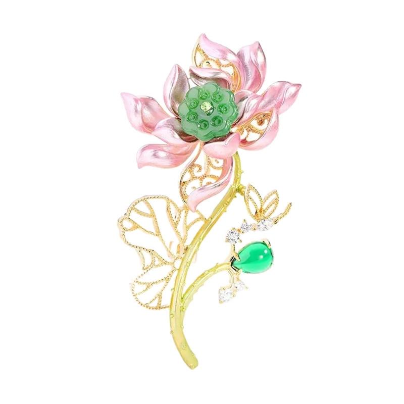 

Enamel Water-Lilies Brooch Handmade Jewelry Gift For Women Perfect For Enhancing Suits Dresses Special Occasion Attire 1