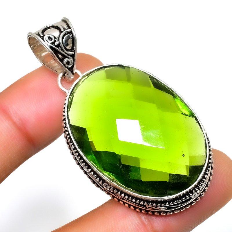 

Ювелирный кулон ручной работы с драгоценным камнем Перидот 925 пробы, посеребренный, 1,89 дюйма
