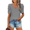 2024 European & American Style Ruched Patchwork V-Neck Short-Sleeve Women's T-Shirt