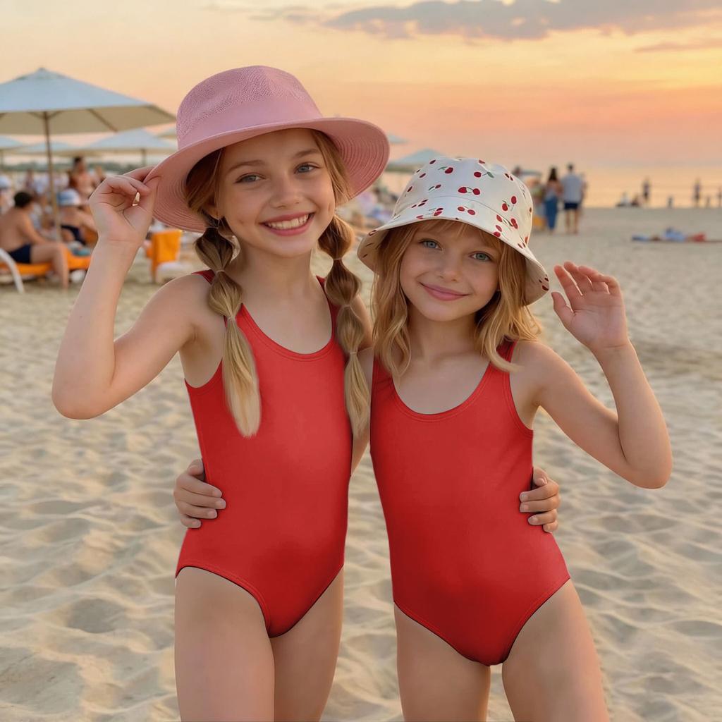 Girls One Piece Swimsuit Summer Kids Swimwear Sleeveless Casual Beachwear Lightweight Comfortable Fit for Swimming and Outdoor Activities
