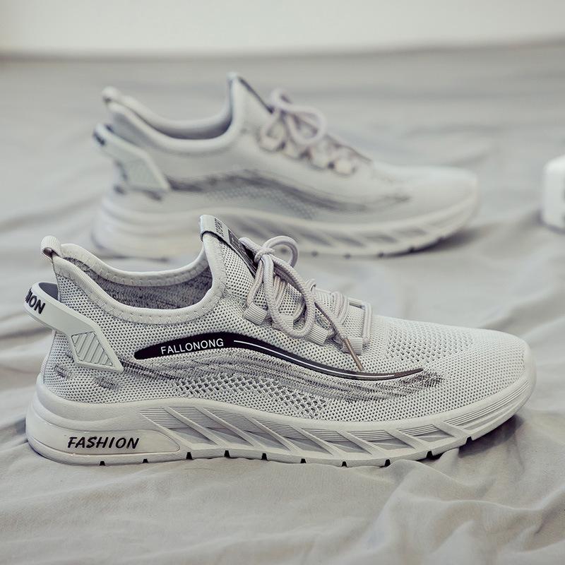 

2025 новые осенние дышащие тонкие повседневные универсальные спортивные сетчатые кроссовки для бега с летающей тканой сеткой и модной обувью 39 серый